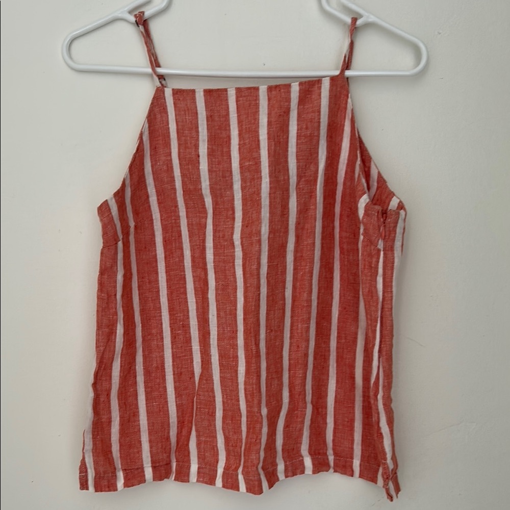 Birds of Paradis Womens Linen Striped Dani Tank Tomato Stripe Size M